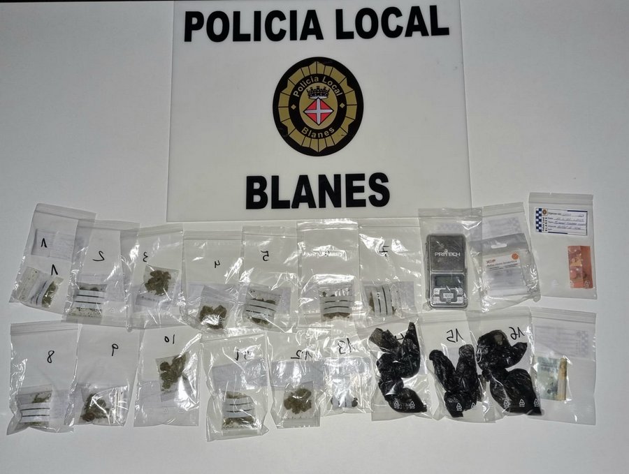 La Policia Local de Blanes deté en pocs dies tres persones acusades de tràfic de drogues
